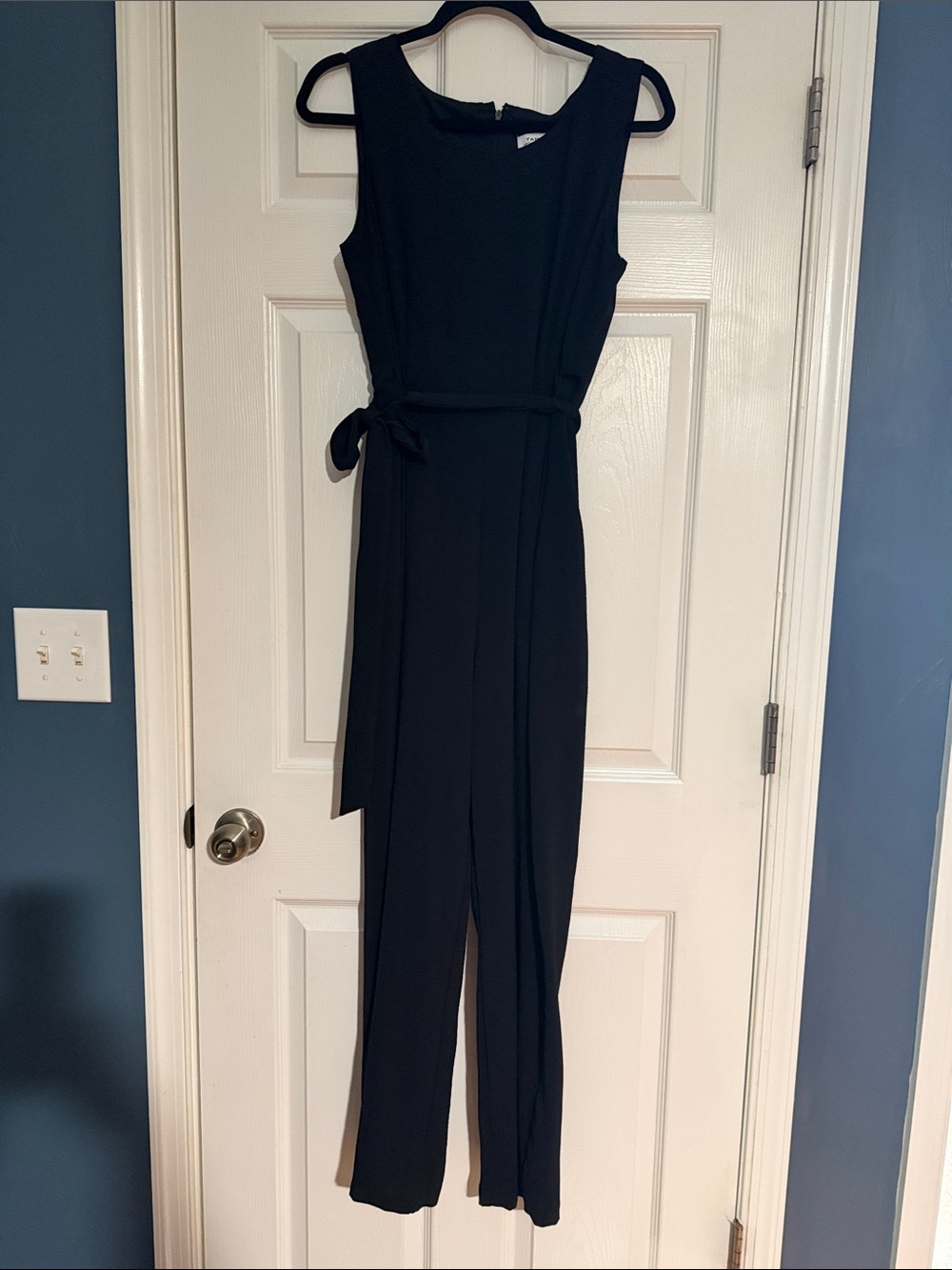 Tahari Black Sleeveless Belted Jumpsuit